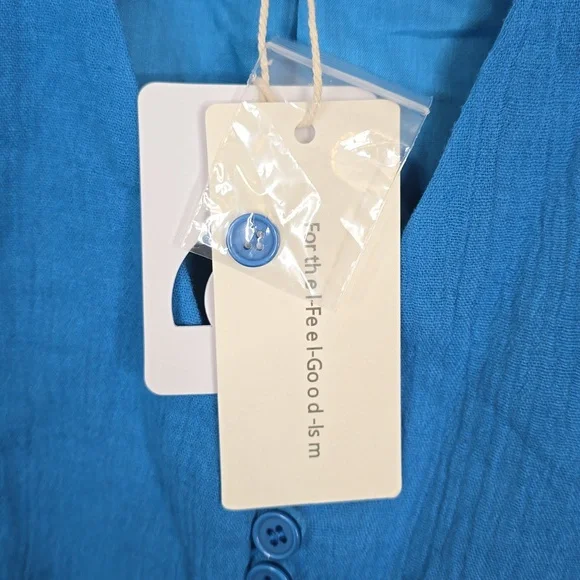 NWT Commense Cotton & Linen Leisure Pants Medium and Vest Small Set Blue - Picture 7 of 7